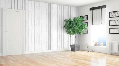 Modern parlak iç. 3D render