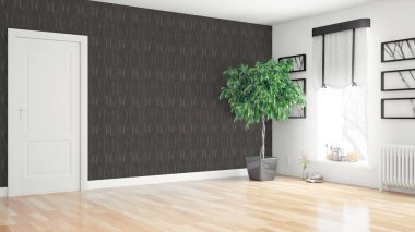 Modern parlak iç. 3D render