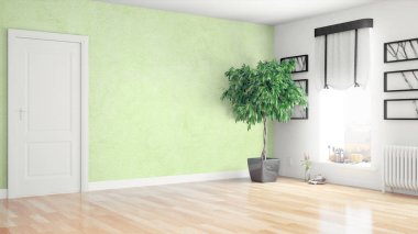 Modern parlak iç. 3D render