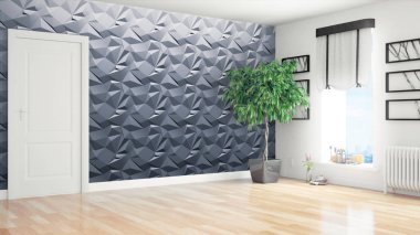 Modern parlak iç. 3D render