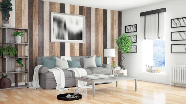 Modernes helles Interieur. 3D-Darstellung — Stockfoto