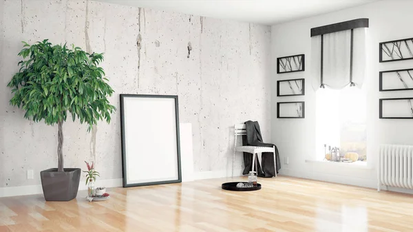 Modern parlak iç. 3D render