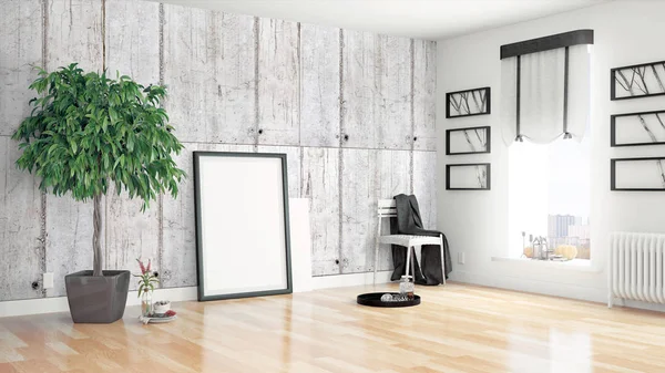 Modern parlak iç. 3D render