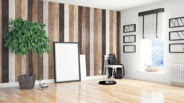 Modern parlak iç. 3D render