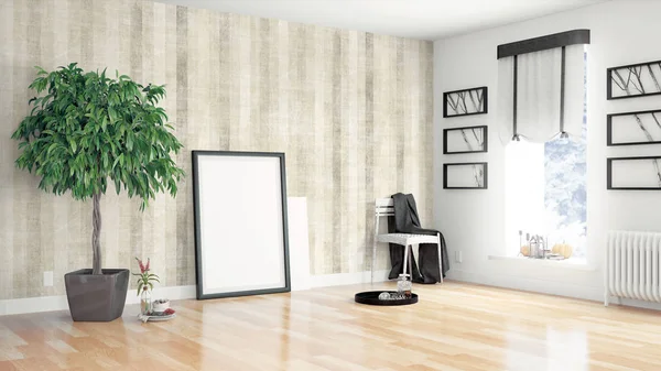 Modern parlak iç. 3D render