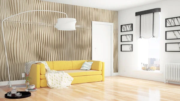 Modern parlak iç. 3D render