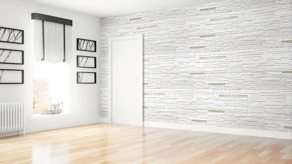 Modern parlak iç. 3D render