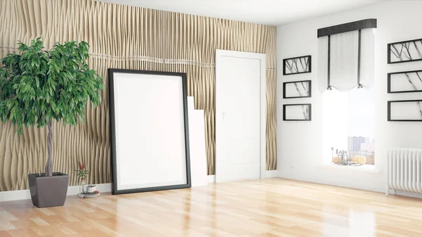 Modern parlak iç. 3D render