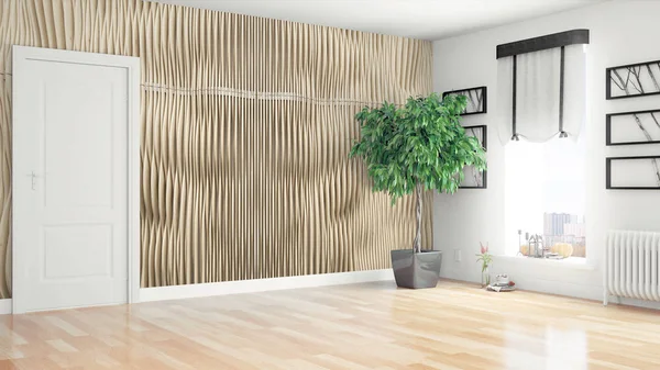 Modern parlak iç. 3D render