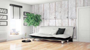 Modern parlak iç. 3D render