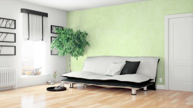 Modern parlak iç. 3D render