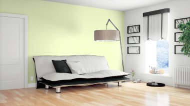 Modern parlak iç. 3D render