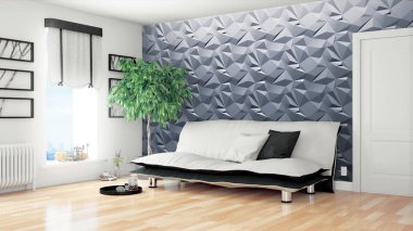 Modern parlak iç. 3D render