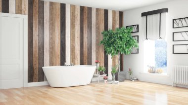 Modern parlak iç. 3D render