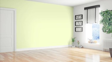 Modern parlak iç. 3D render