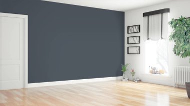 Modern parlak iç. 3D render