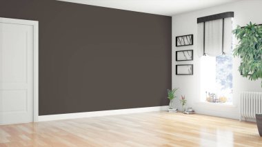 Modern parlak iç. 3D render