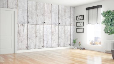 Modern parlak iç. 3D render