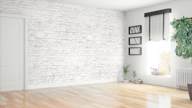 Modern parlak iç. 3D render