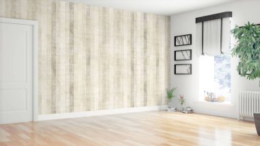 Modern parlak iç. 3D render