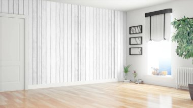 Modern parlak iç. 3D render