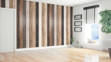 Modern parlak iç. 3D render