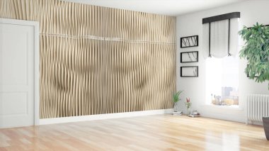 Modern parlak iç. 3D render