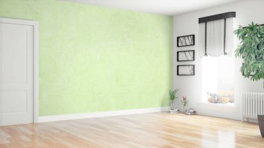 Modern parlak iç. 3D render