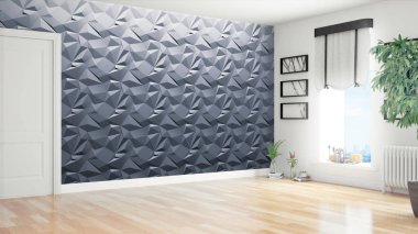 Modern parlak iç. 3D render