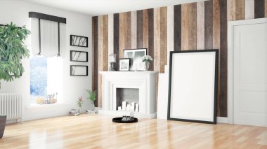 Modern parlak iç. 3D render