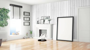 Modern parlak iç. 3D render