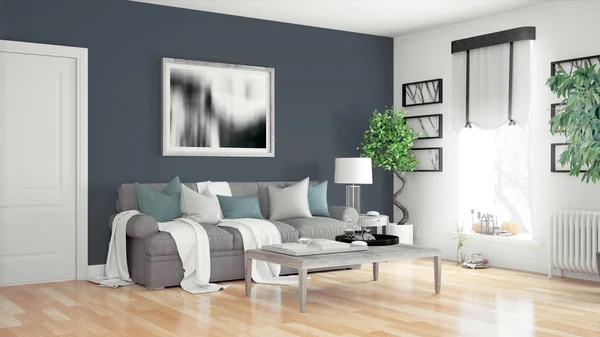 Interior luminoso moderno. Renderizado 3D — Foto de Stock