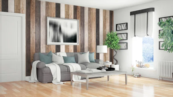 Interior luminoso moderno. Renderizado 3D — Foto de Stock