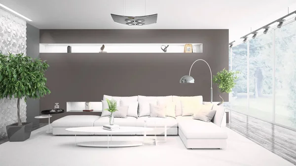 Moderne lichte interieur. 3D-rendering — Stockfoto