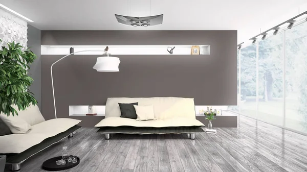 Modern parlak iç. 3D render — Stok fotoğraf