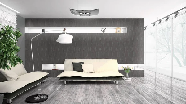 Modern parlak iç. 3D render — Stok fotoğraf