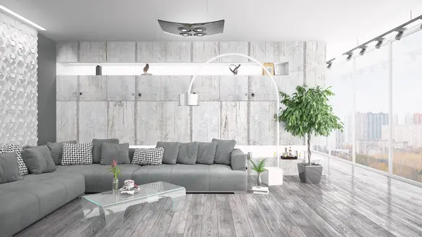 Moderne lichte interieur. 3D-rendering — Stockfoto