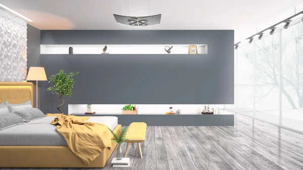 Modern parlak iç. 3D render — Stok fotoğraf