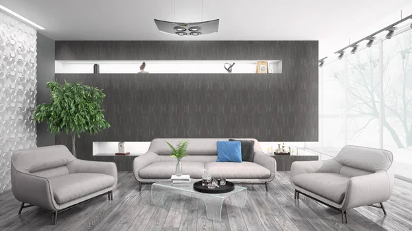 Modern bright interior . 3D rendering — Stock Photo, Image