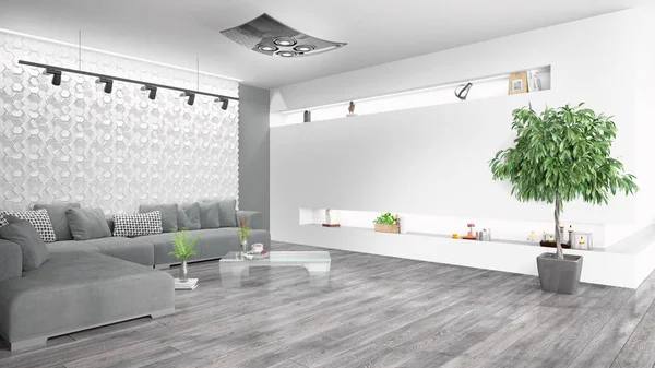 Moderne lichte interieur. 3D-rendering — Stockfoto