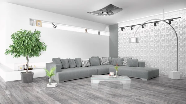 Moderne lichte interieur. 3D-rendering — Stockfoto