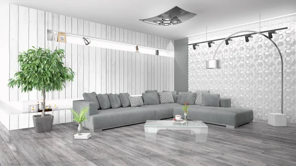 Interior luminoso moderno. Renderizado 3D — Foto de Stock