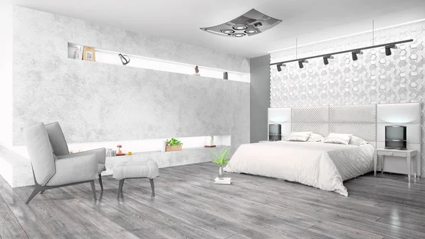 Modern parlak iç. 3D render