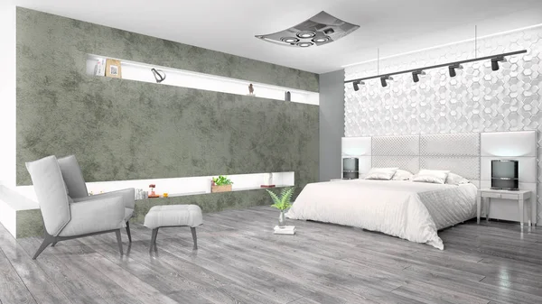 Modern parlak iç. 3D render