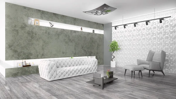 Modern parlak iç. 3D render — Stok fotoğraf