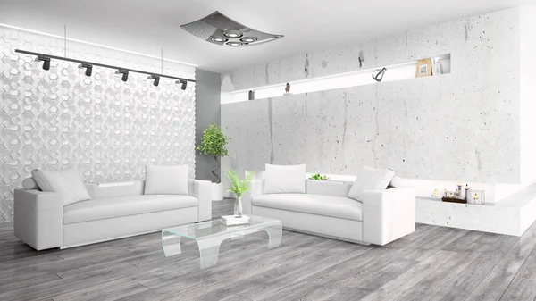 Moderne lichte interieur. 3D-rendering — Stockfoto