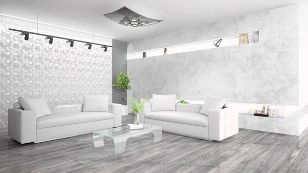 Moderne lichte interieur. 3D-rendering — Stockfoto