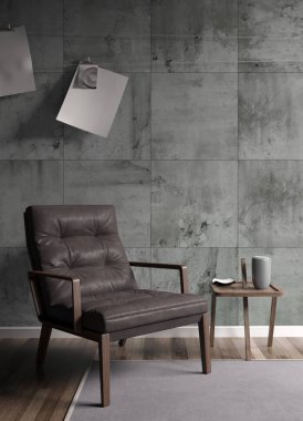 Modern parlak iç. 3D render