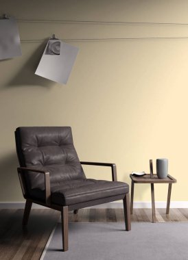 Modern parlak iç. 3D render