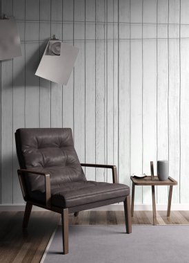 Modern parlak iç. 3D render